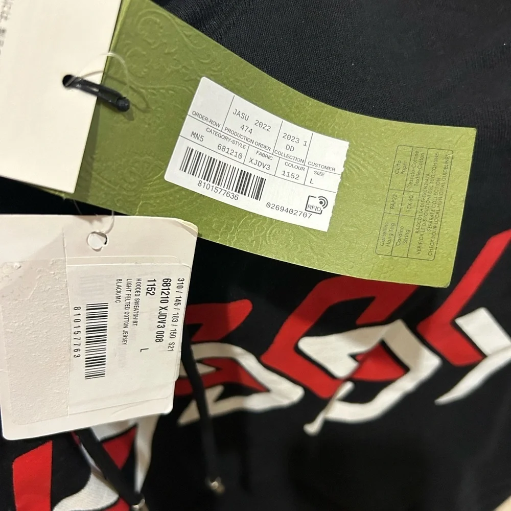 Men's Gucci mirrored print jersey, cotton hoodie size large made in Italy